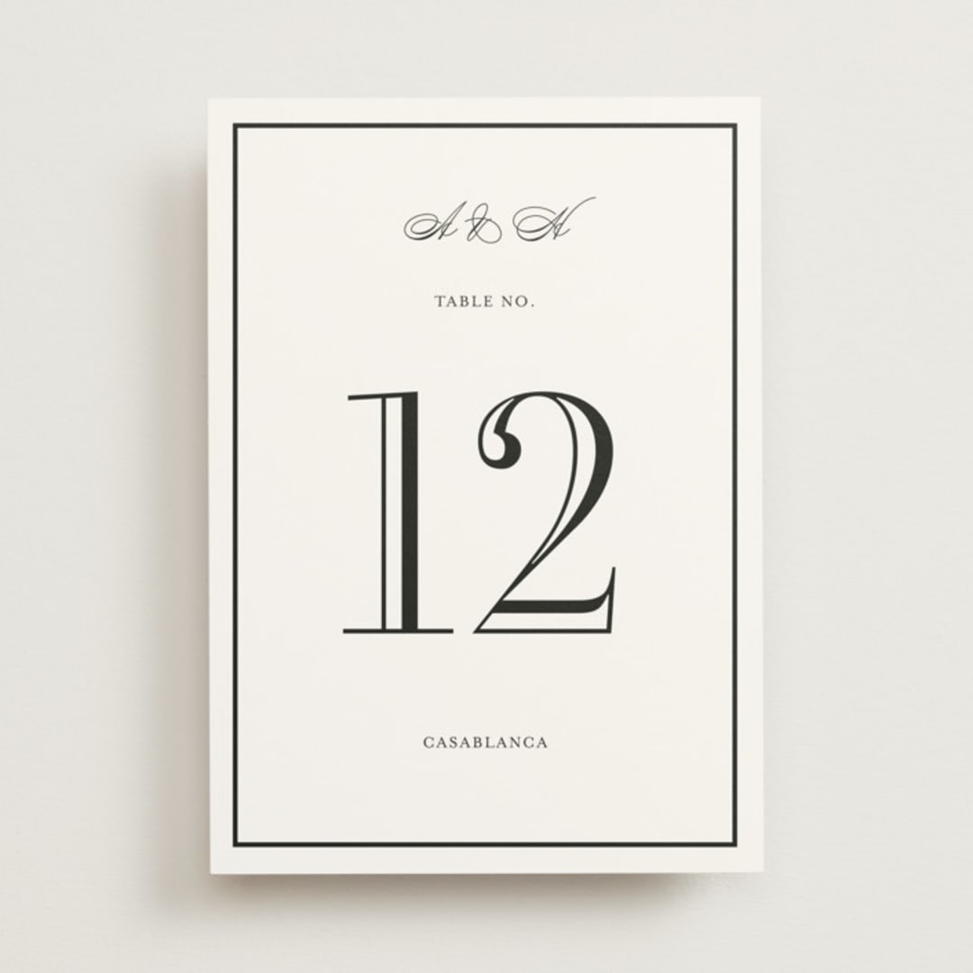 "Hepburn" - Table Numbers in Tuxedo by Megan Davis - Front
