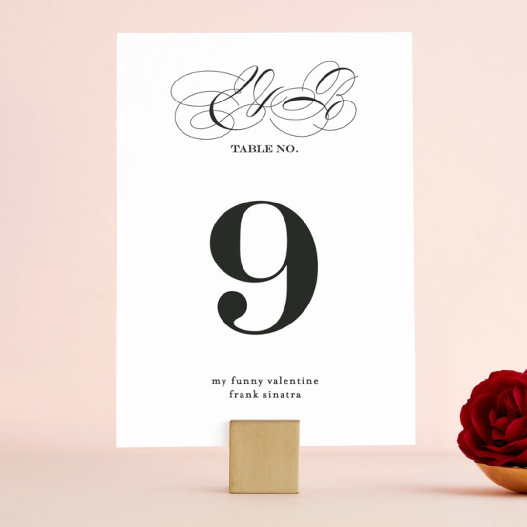 "Timeless Elegance" - Table Numbers in Black Night by AK Graphics - Front