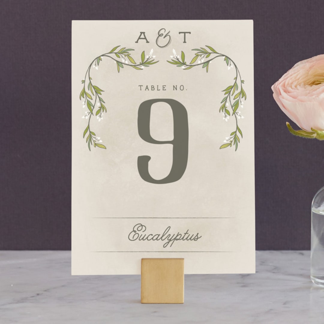 "Rustic Love" - Table Numbers in Parchment by GeekInk Design - Front