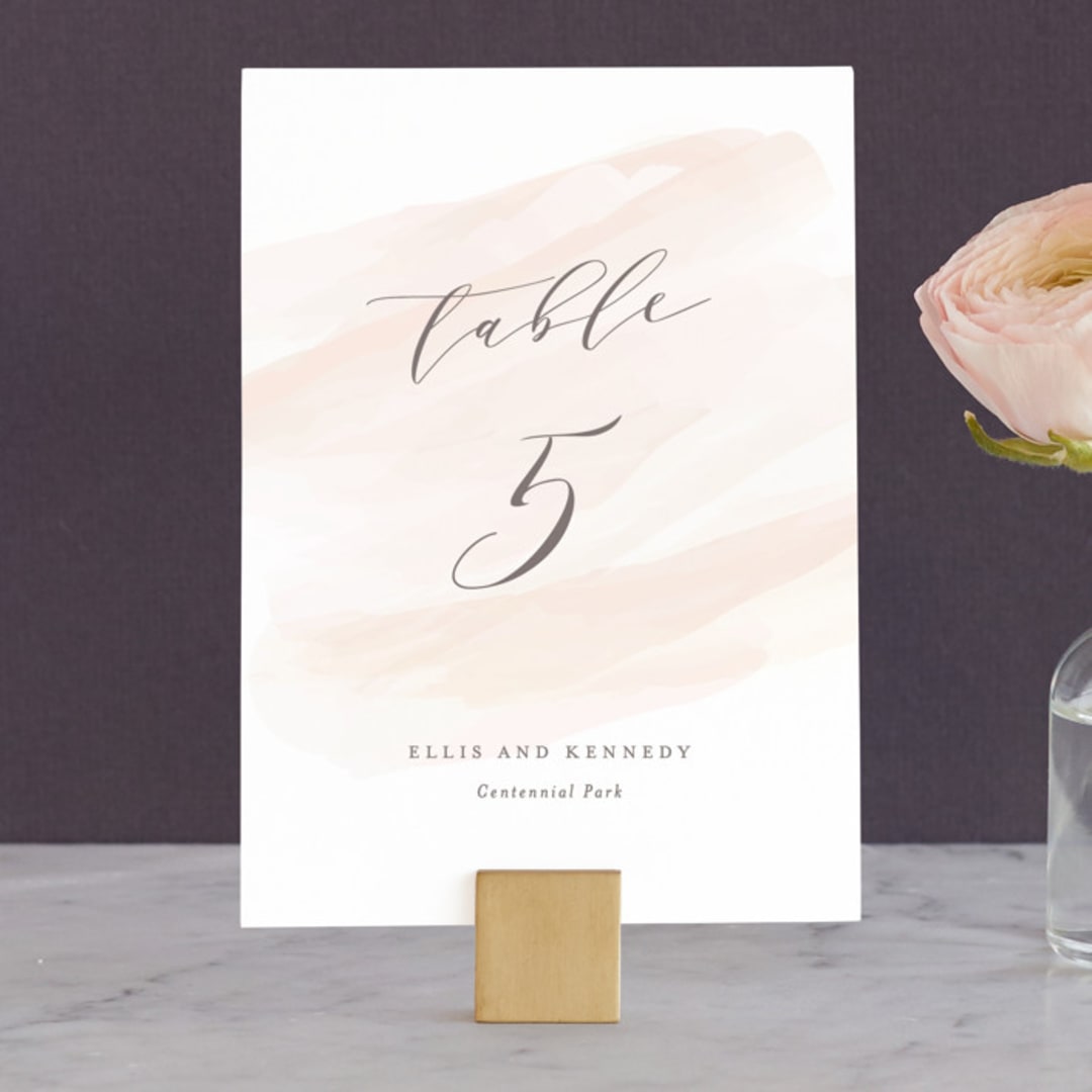 "Sophisticated script" - Table Numbers in Blush by Hooray Creative - Front