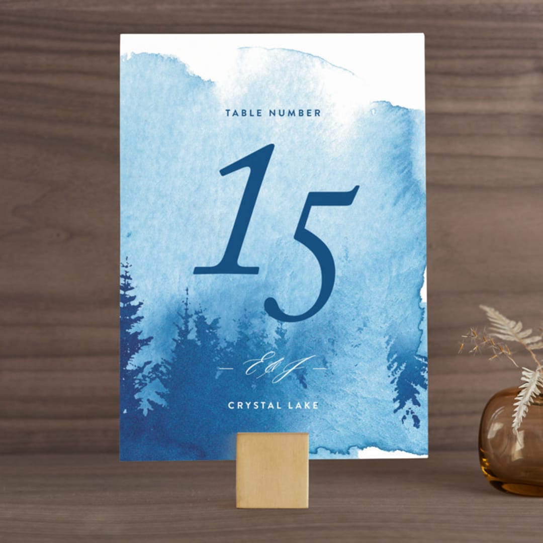 "misty forest" - Table Numbers in Navy by Ariel Rutland - Front