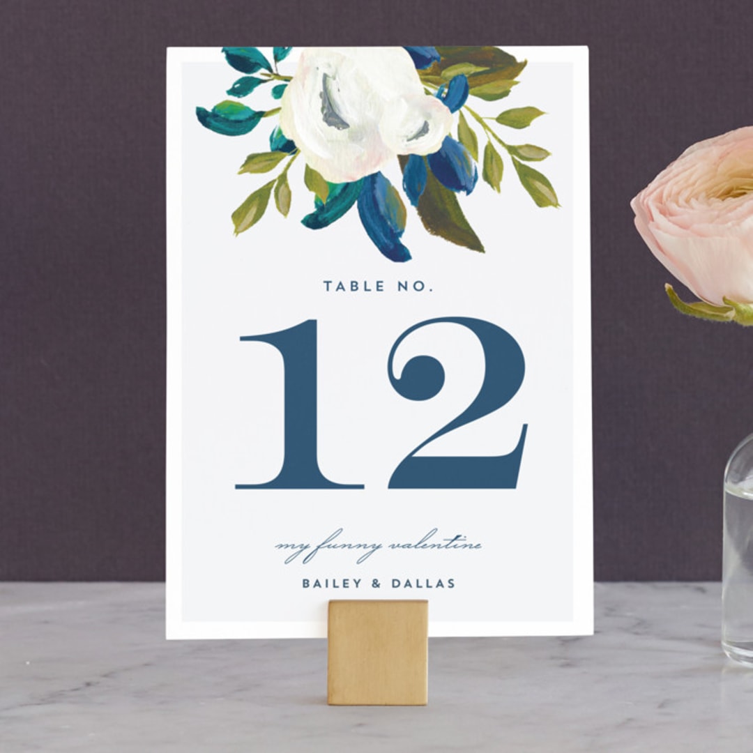 "Our Something Blue" - Table Numbers in Ocean by AK Graphics - Front
