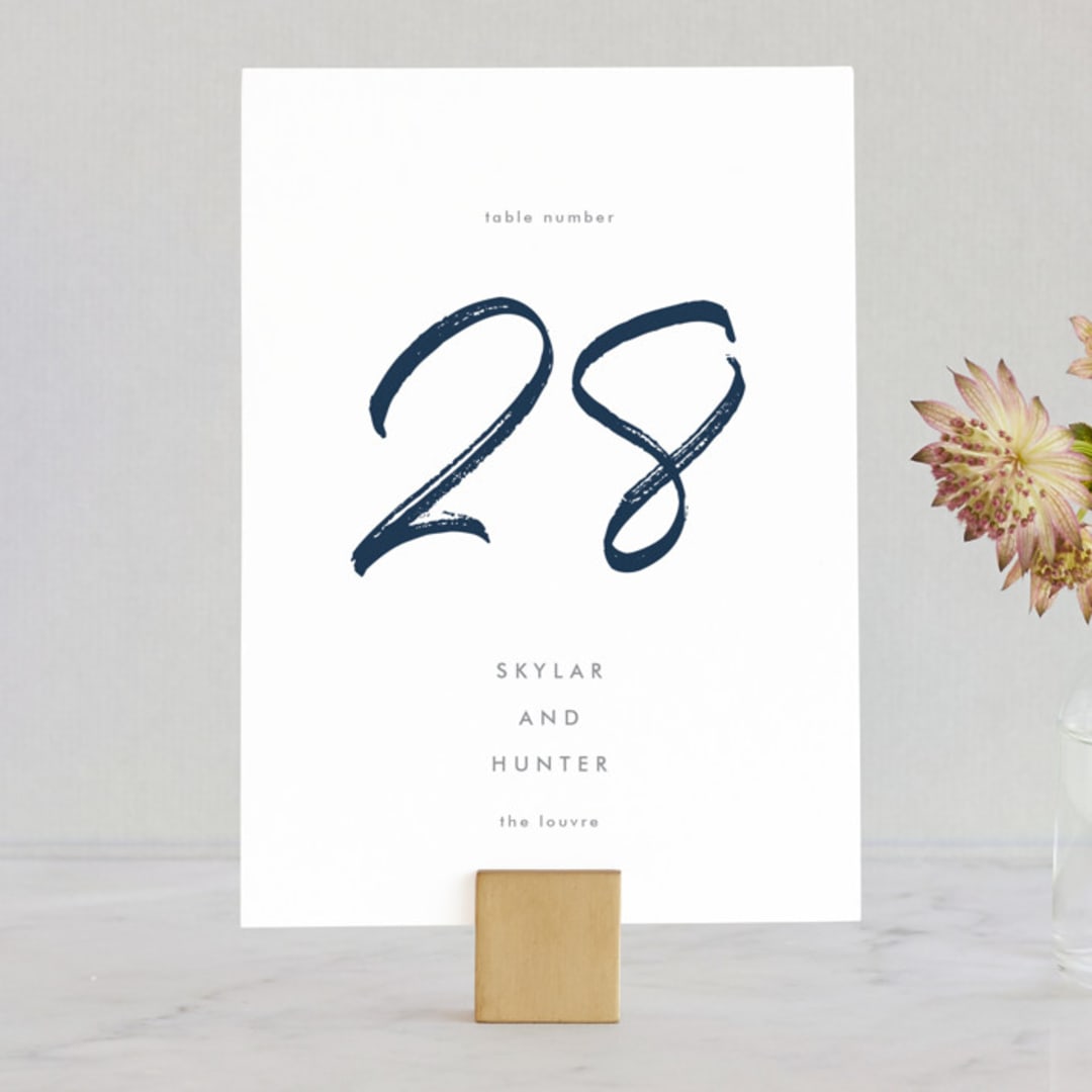 "Funky Names" - Table Numbers in Navy by Phrosné Barwood - Front
