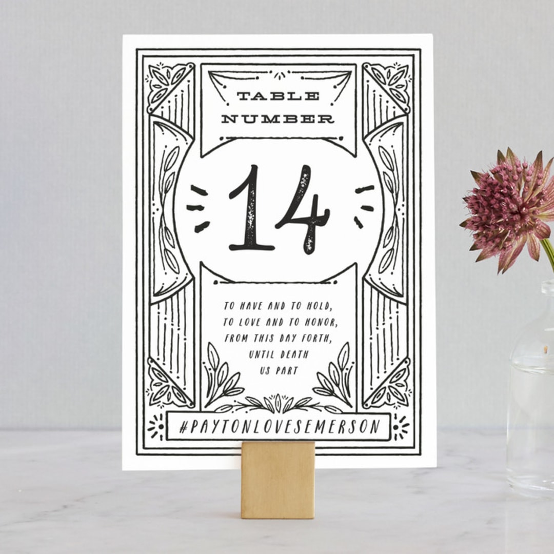 "Ink Detailing Frame" - Table Numbers in Ink by Shiny Penny Studio - Front