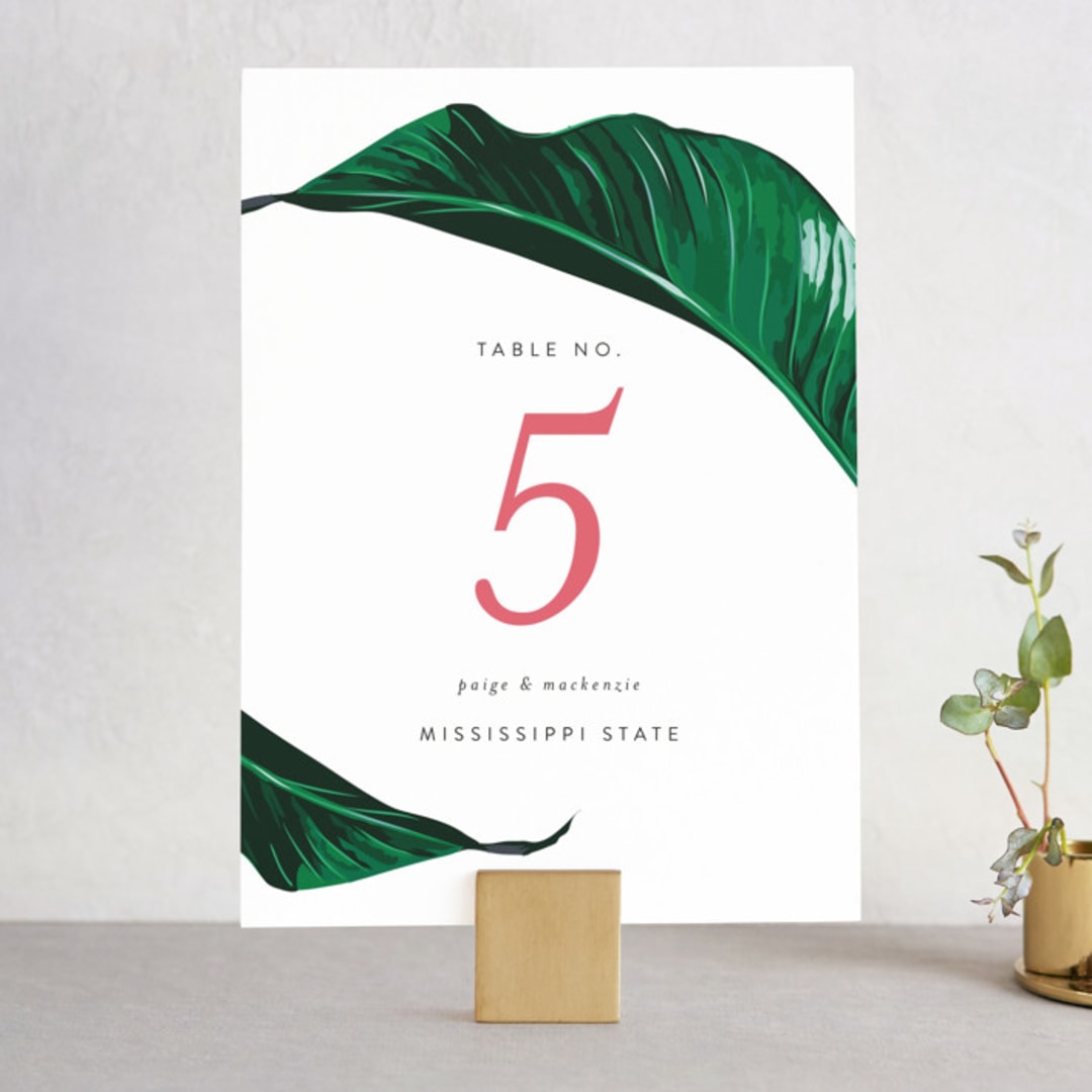 "Mod Palm" - Table Numbers in Pearl by Erin Hodges - Front