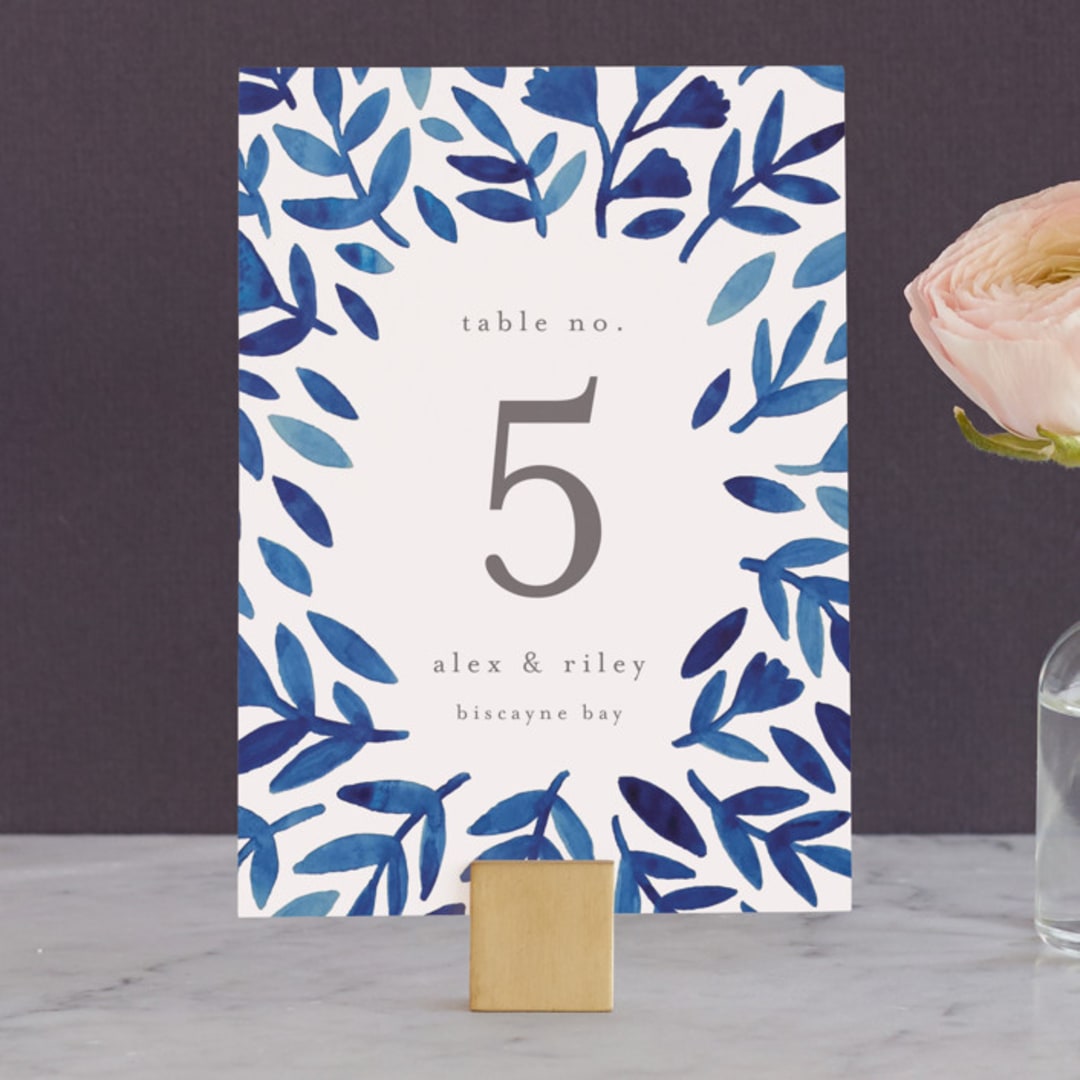 "Wildflower Floral" - Table Numbers in Navy by Katharine Watson - Front