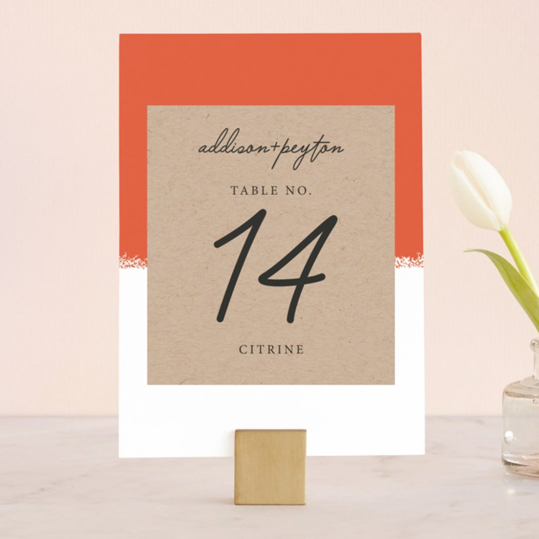 "Joyfully Ever After" - Table Numbers in Tangerine by Faith Harlow - Front