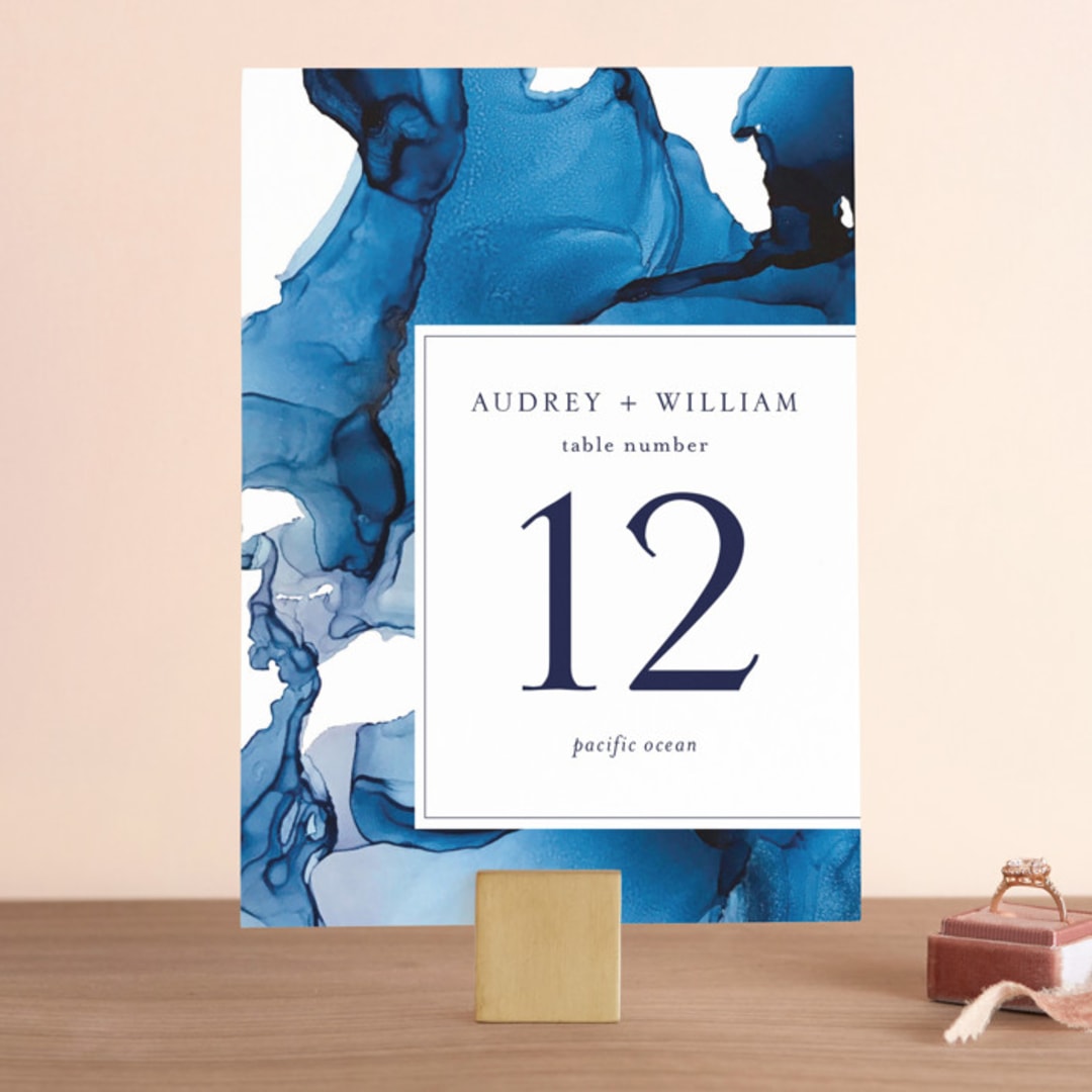 "blue tides" - Table Numbers in Sea Blue by Erin Deegan - Front
