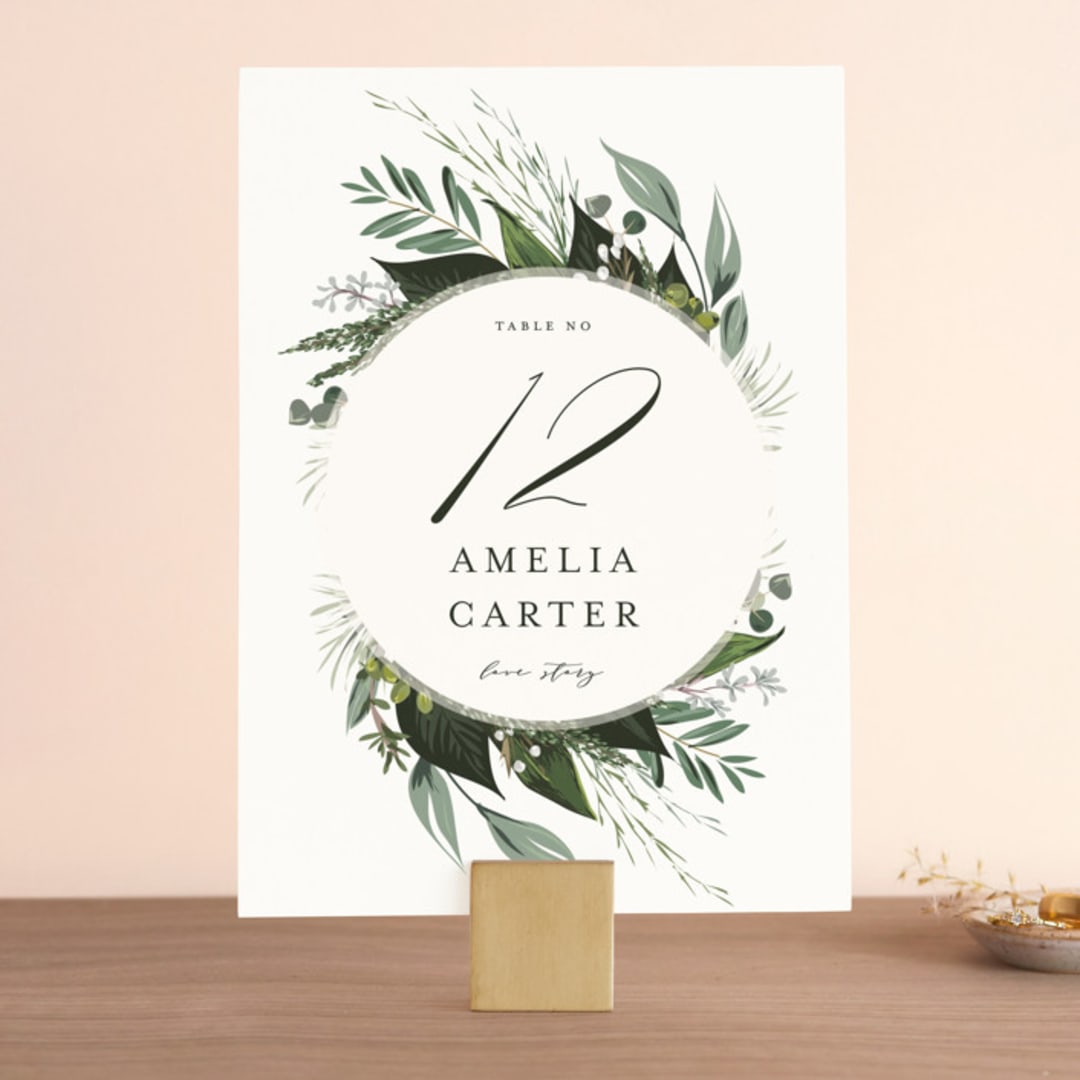 "Natures Greens" - Table Numbers in Ivory by Susan Moyal - Front