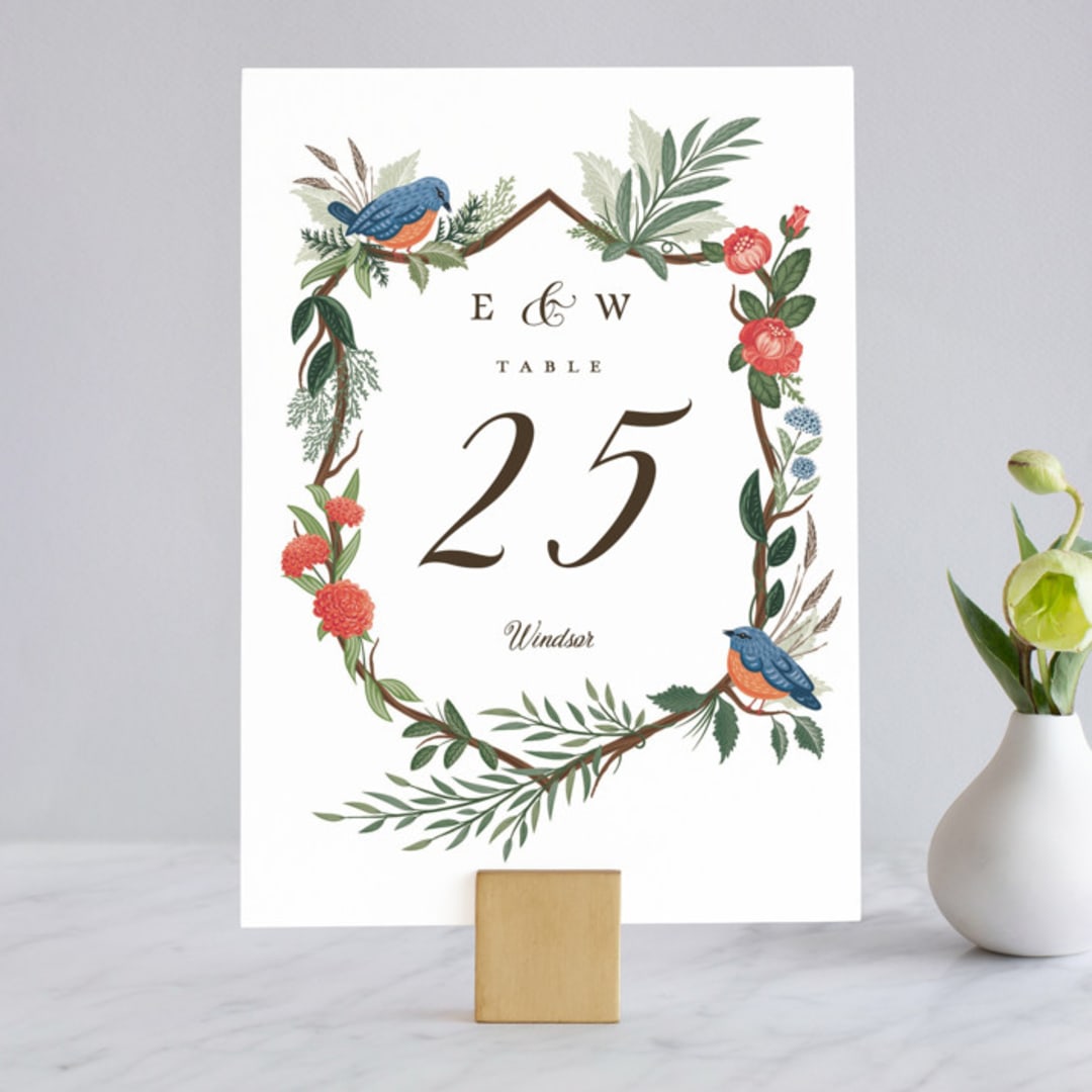 "Nature's Crest" - Table Numbers in Forest by Paper Sun Studio - Front