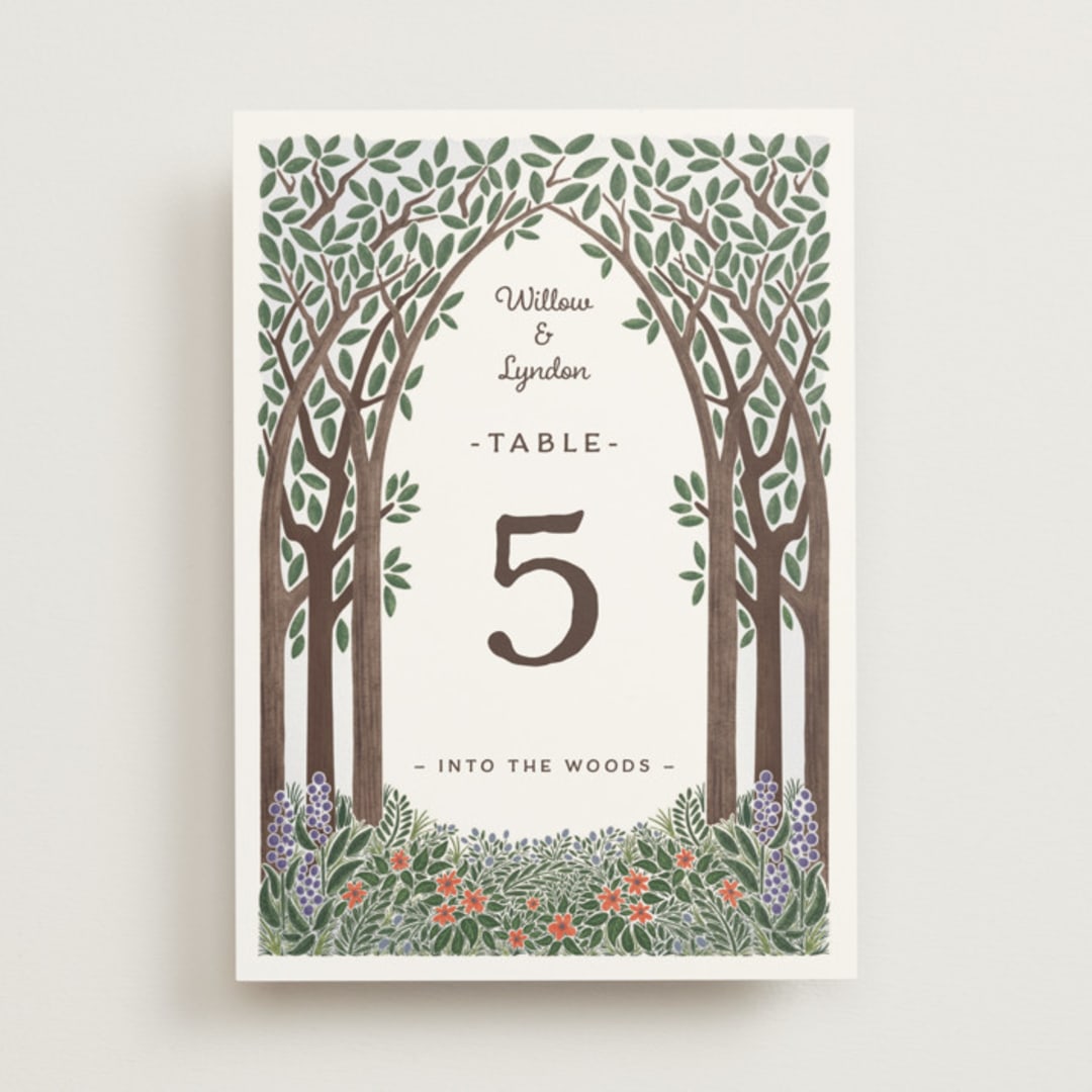"Nature's Chapel" - Table Numbers in Forest by Paper Sun Studio - Front