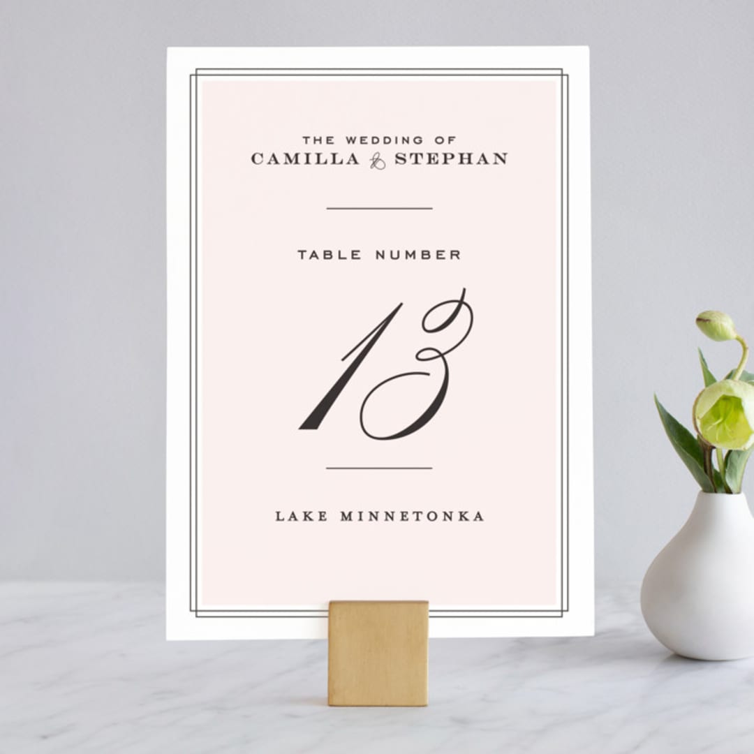 "Simply Framed" - Table Numbers in Blush by Maddy Hague - Front