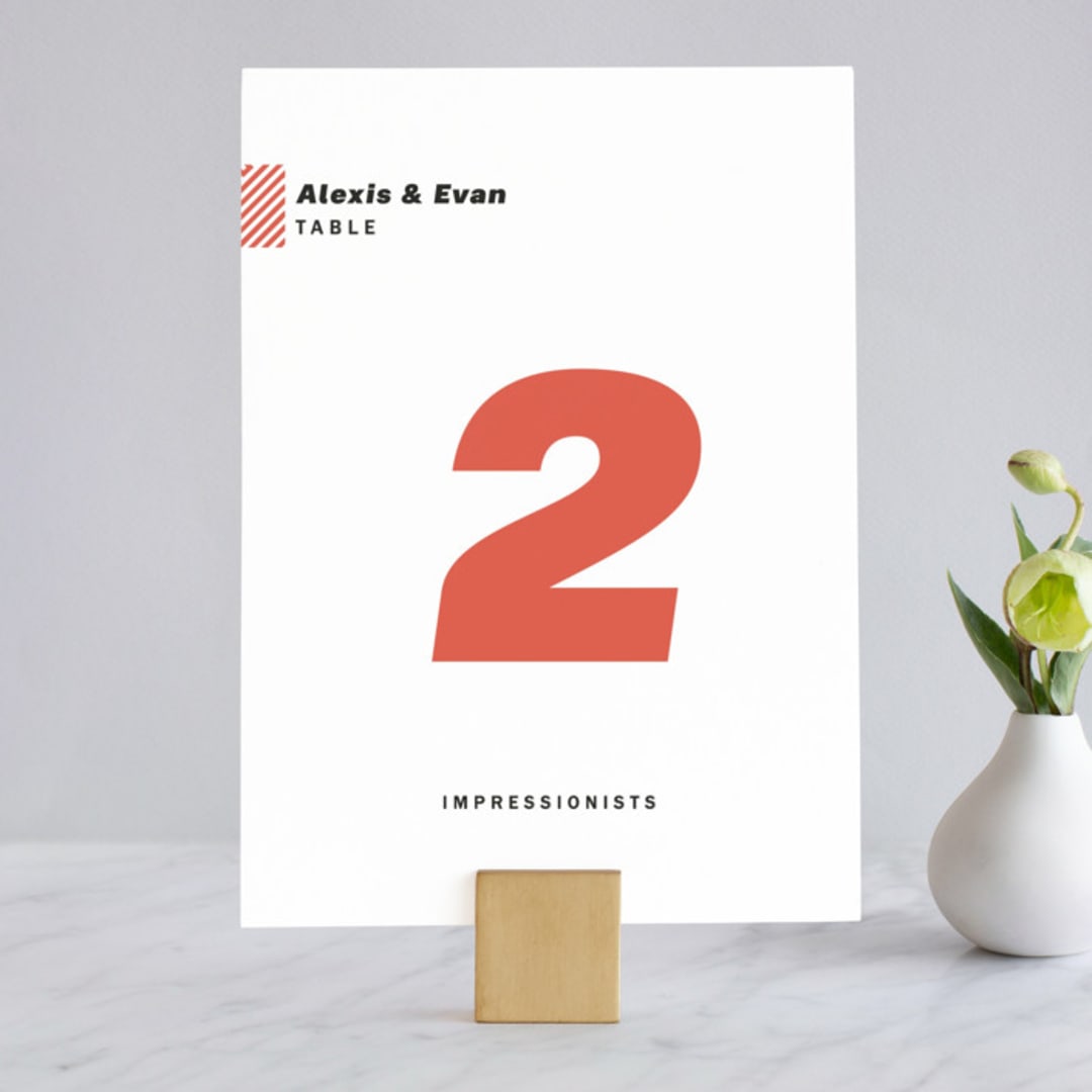 "Alexis" - Table Numbers in Coral by Calee A.H. Cecconi - Front