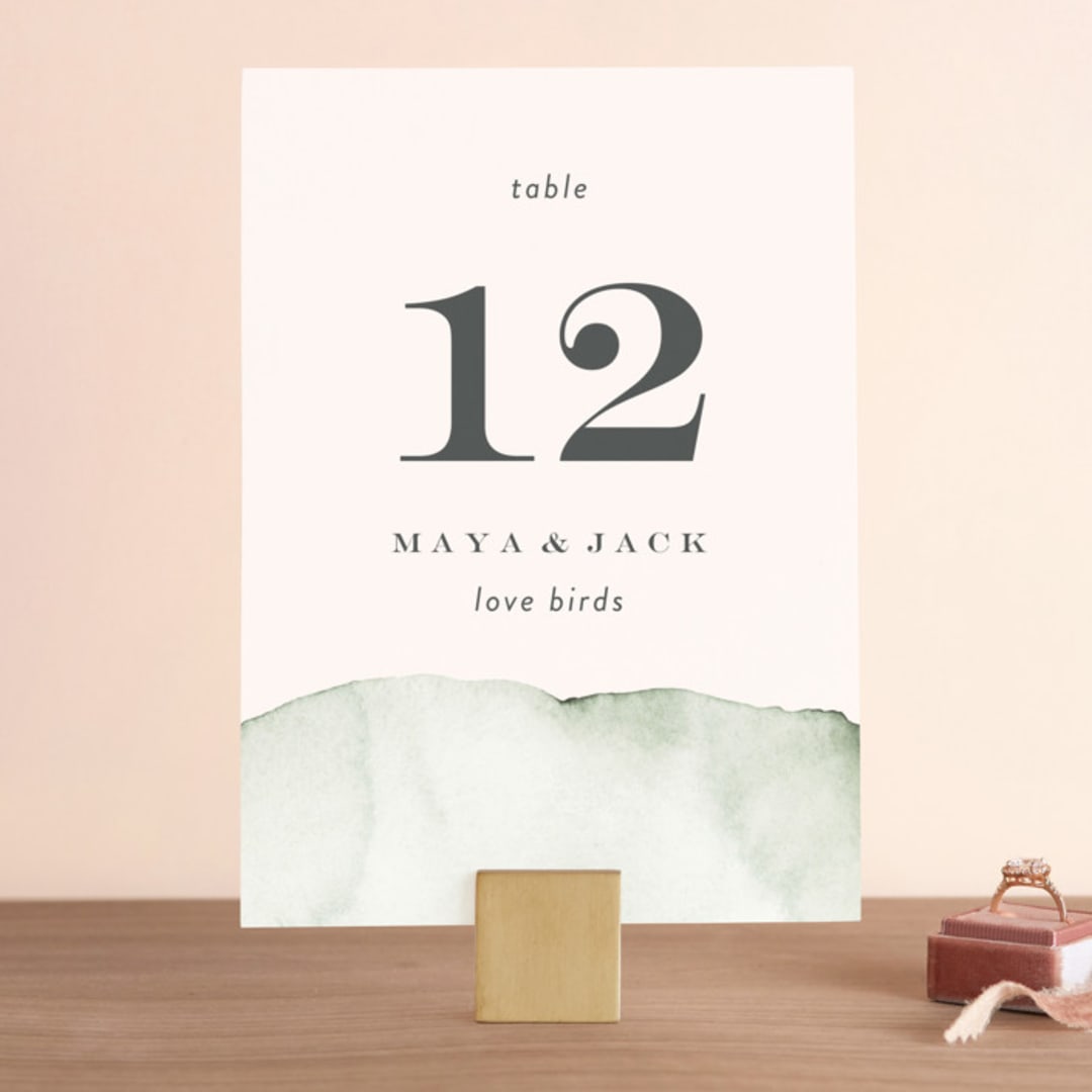 "Gentle Greens" - Table Numbers in Fern by Petra Kern - Front