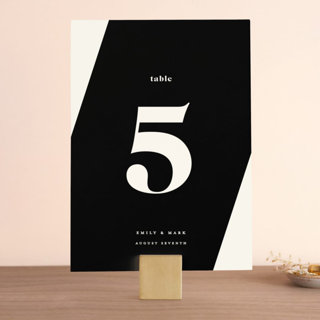 "Angled" - Table Numbers in Onyx by GeekInk Design - Front