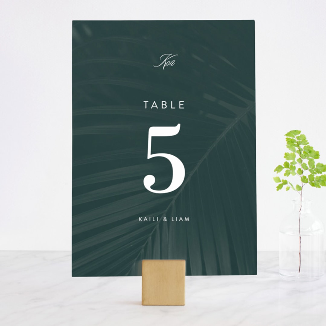 "Palm Layers" - Table Numbers in Palm Frond by Jill Means - Front
