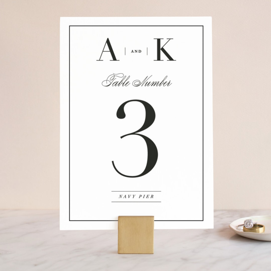 "Typography" - Table Numbers in Pearl by lena barakat - Front