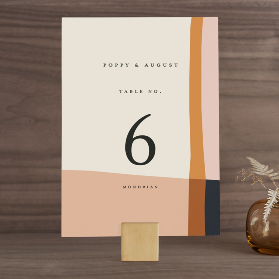 "Color Block" - Table Numbers in Peach by Morgan Kendall - Front