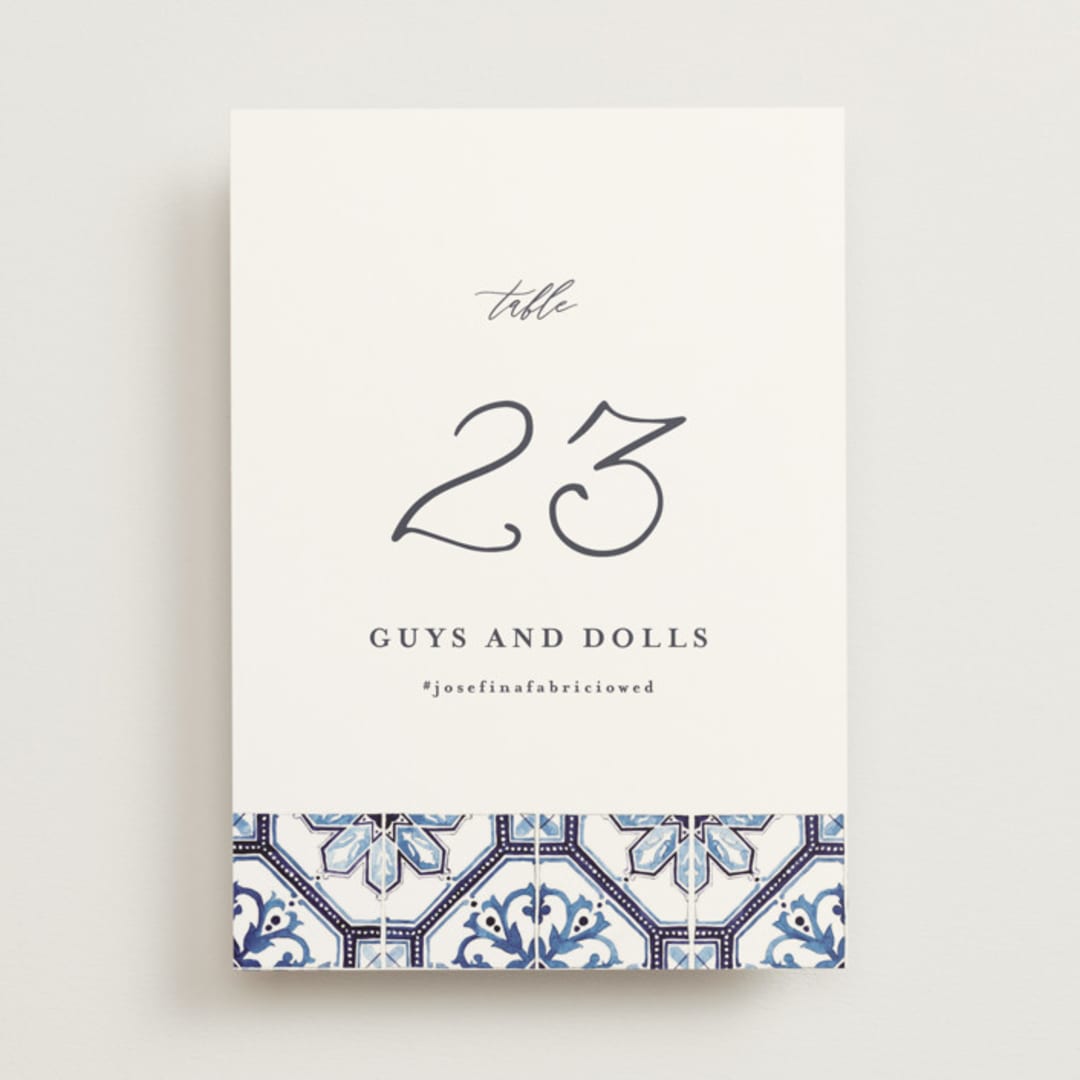 "watercolor azulejo" - Table Numbers in Azure by Anastasia Makarova - Front