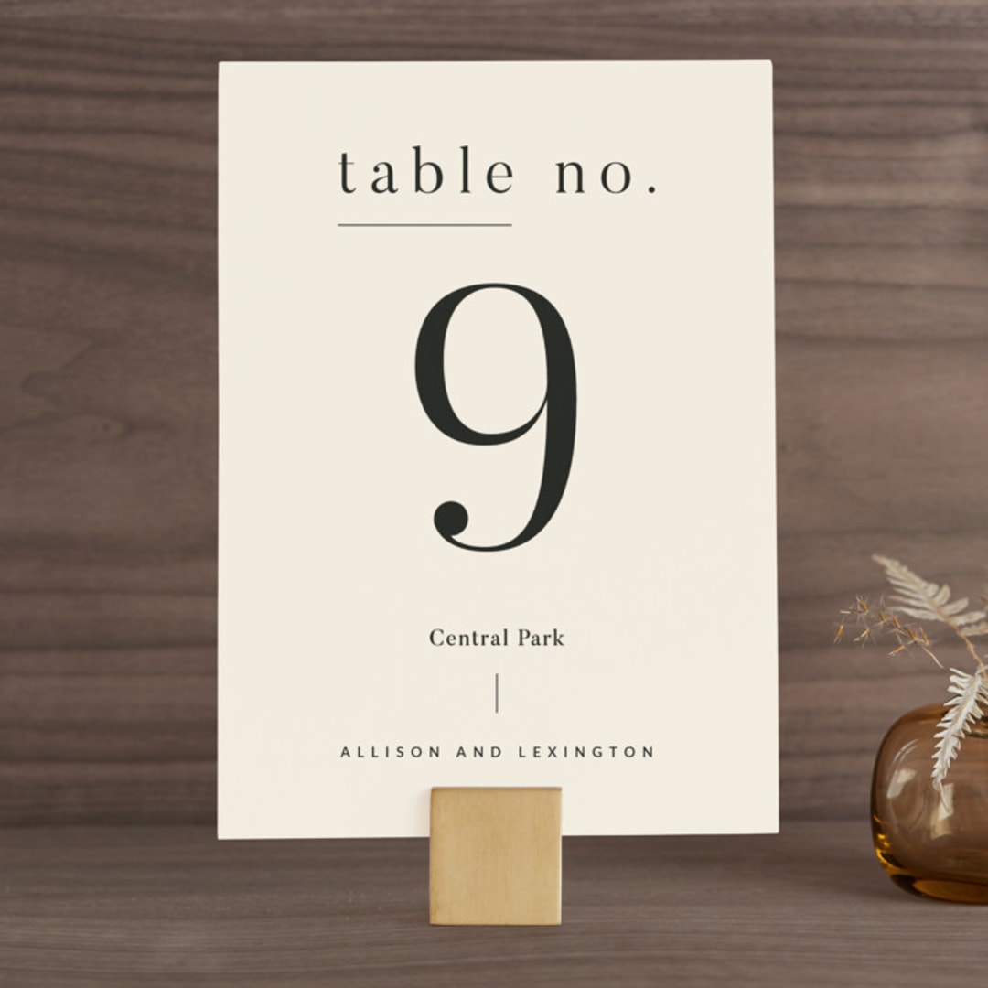 "Lineup" - Table Numbers in Latte by Jennifer Lew - Front