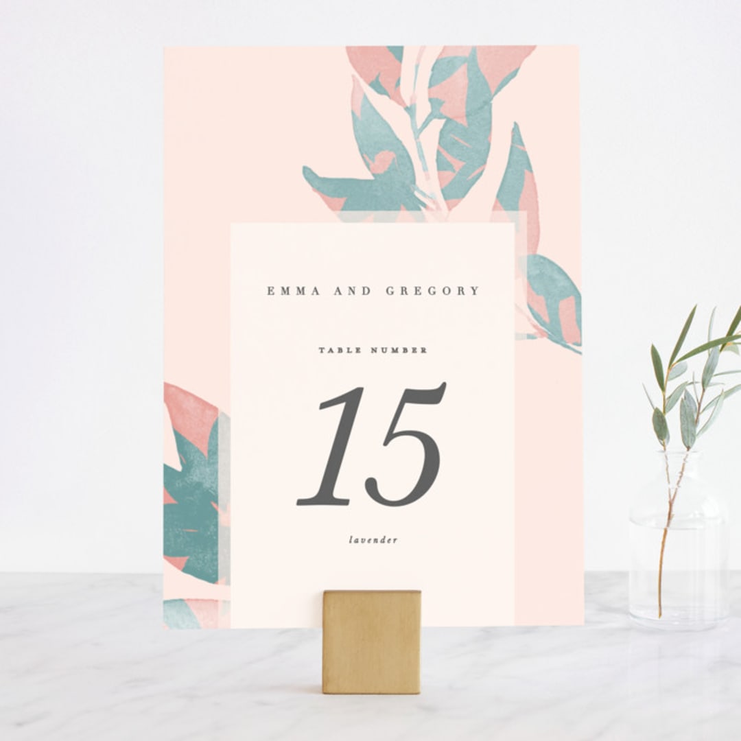 "Boho botanics" - Table Numbers in Coral by Creo Study - Front