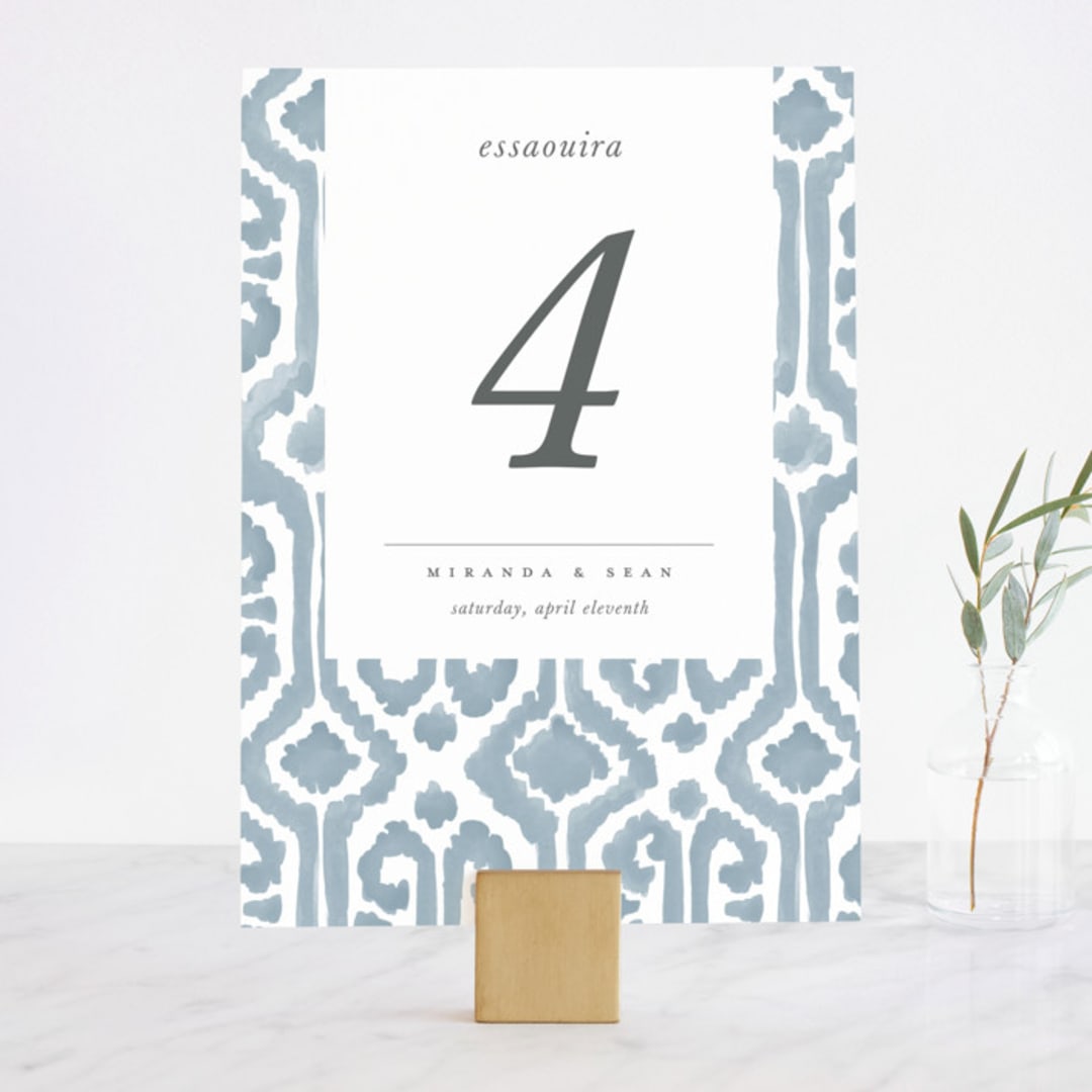 "Painted Ikat" - Table Numbers in Frost by Liz Conley - Front