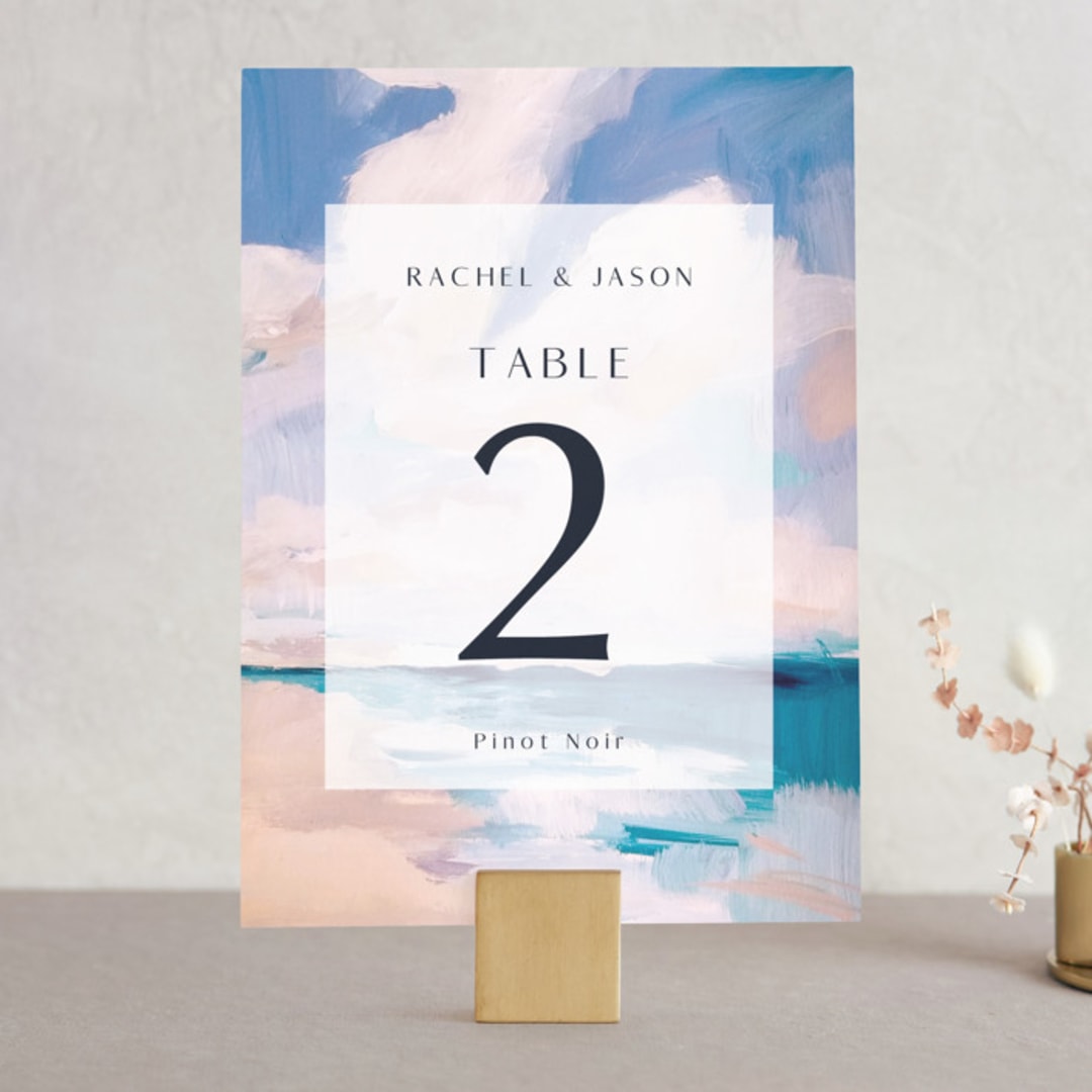 "Sand & Sun" - Table Numbers in Ocean by Nicole Walsh - Front