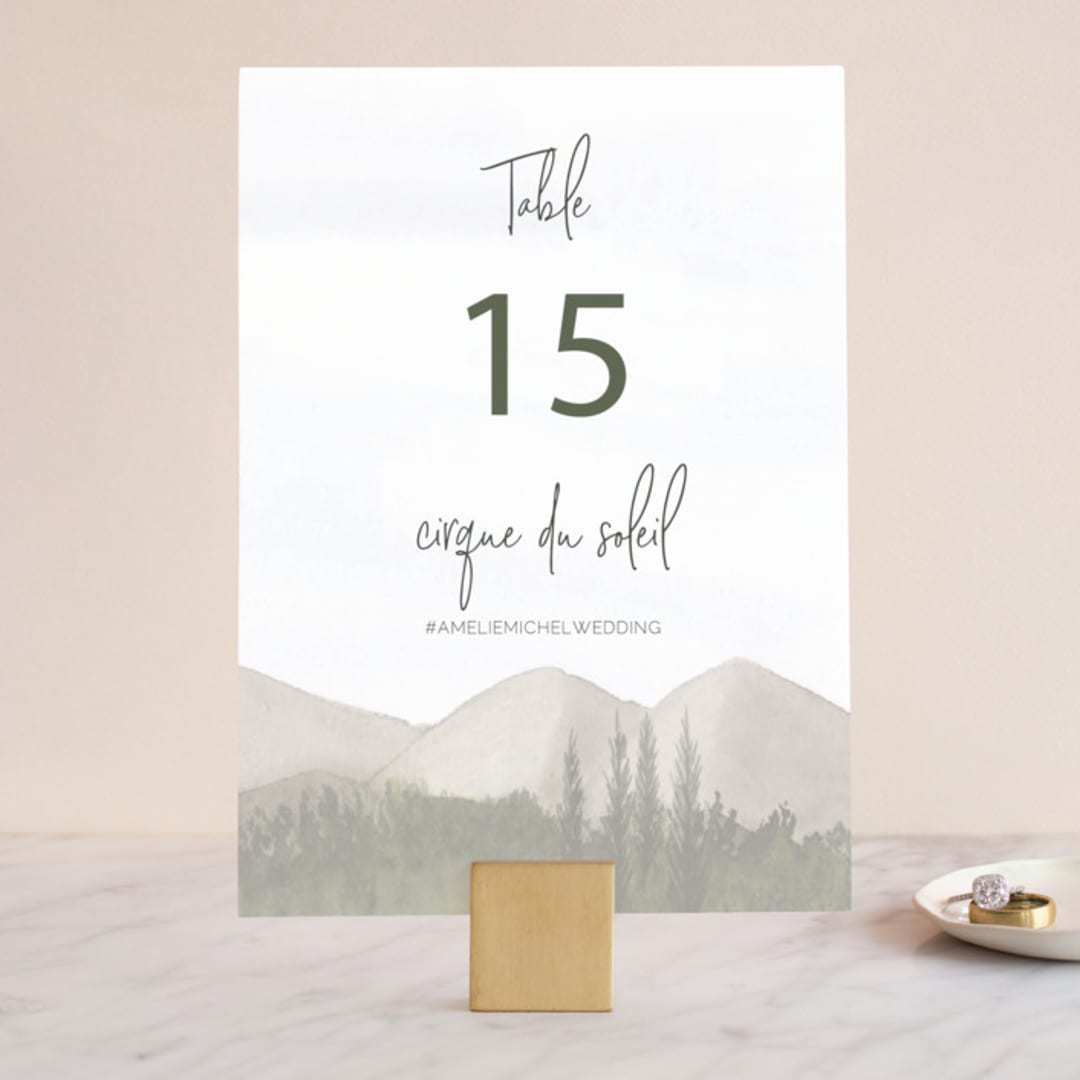 "muted mountains" - Table Numbers in Splendid Day by Deborah Chou - Front