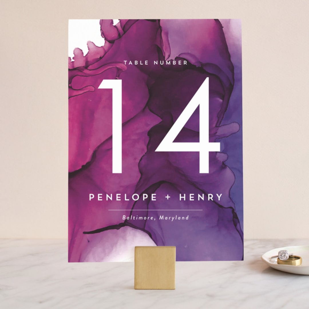 "saturated" - Table Numbers in Plum by Erin Deegan - Front