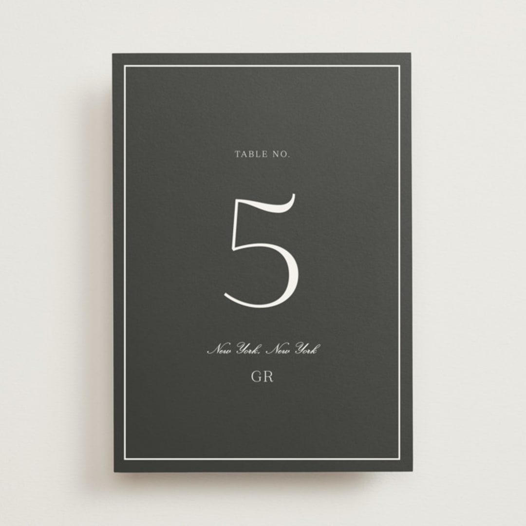 "Upper East" - Table Numbers in Charcoal by Megan Davis - Front