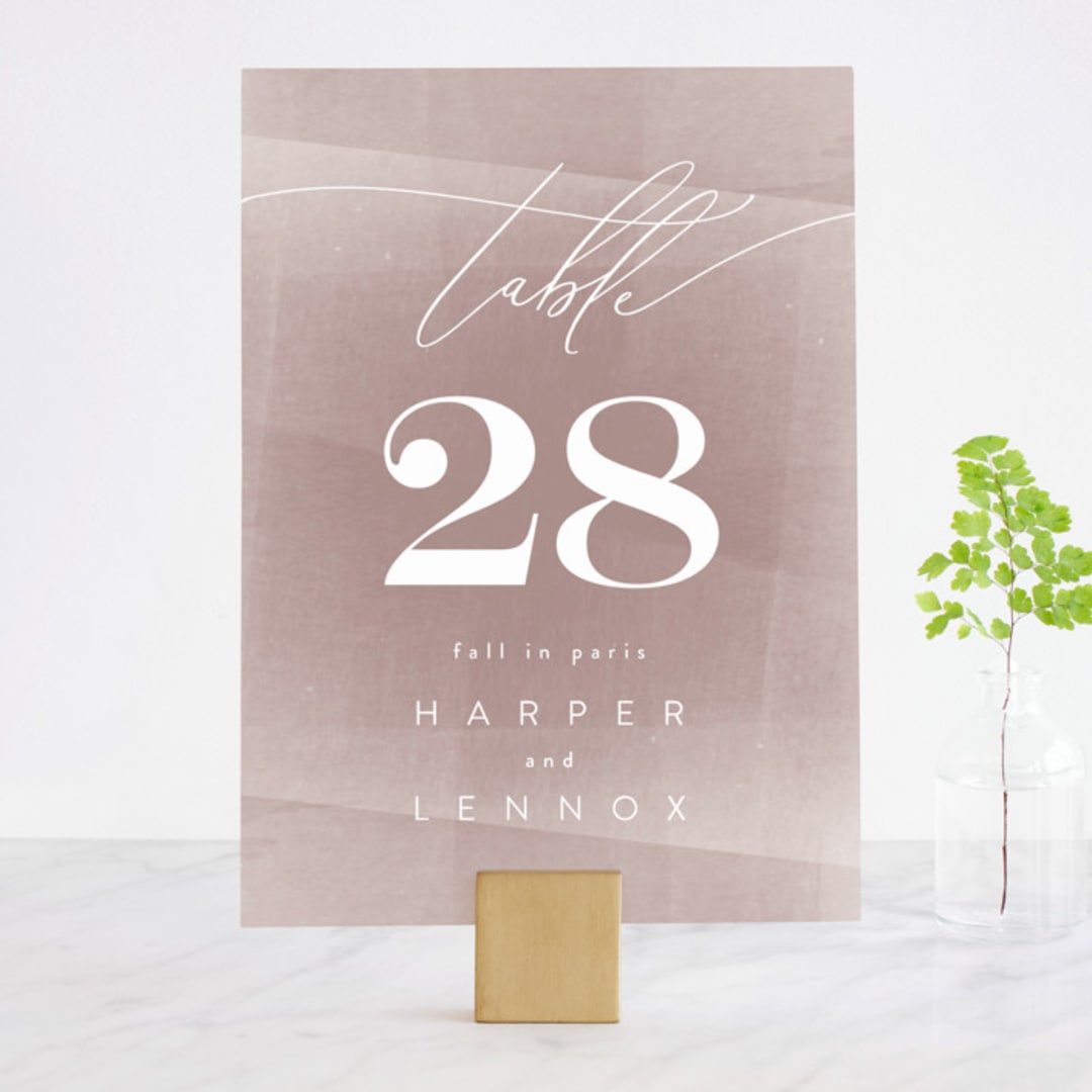 "plain paint" - Table Numbers in Taupe by Phrosné Barwood - Front