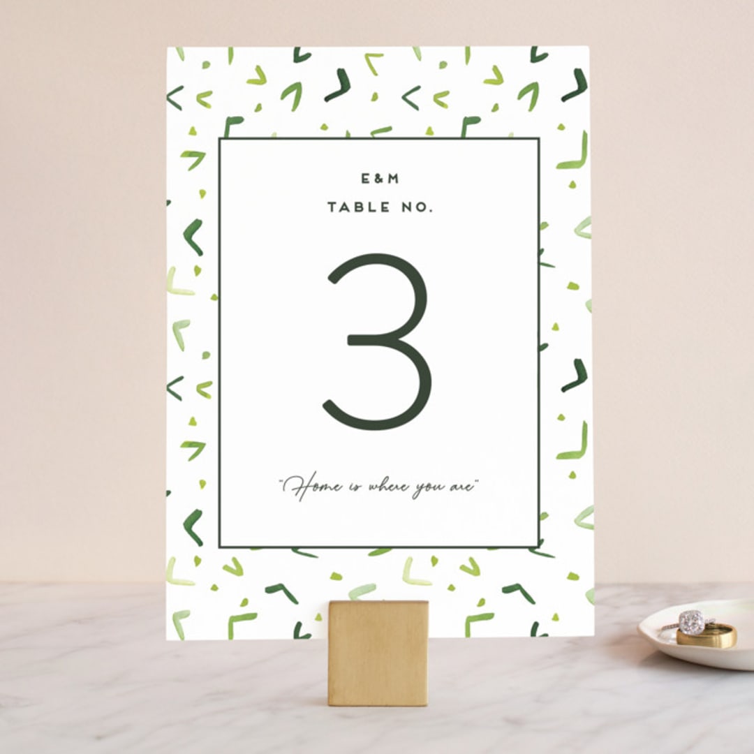 "Evergreens Watercolor" - Table Numbers in Forest by Yao Cheng Design - Front