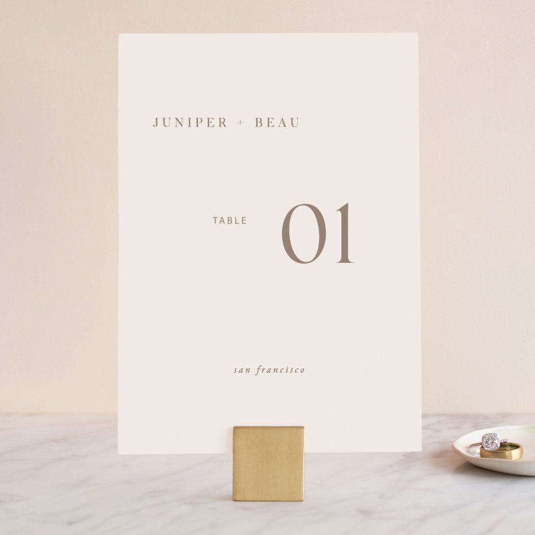 "Juniper" - Table Numbers in Blush by Mere Paper - Front