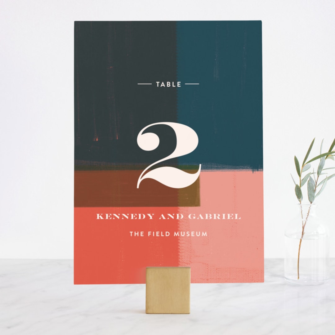 "painted colorblock" - Table Numbers in Poppy by Angela Marzuki - Front