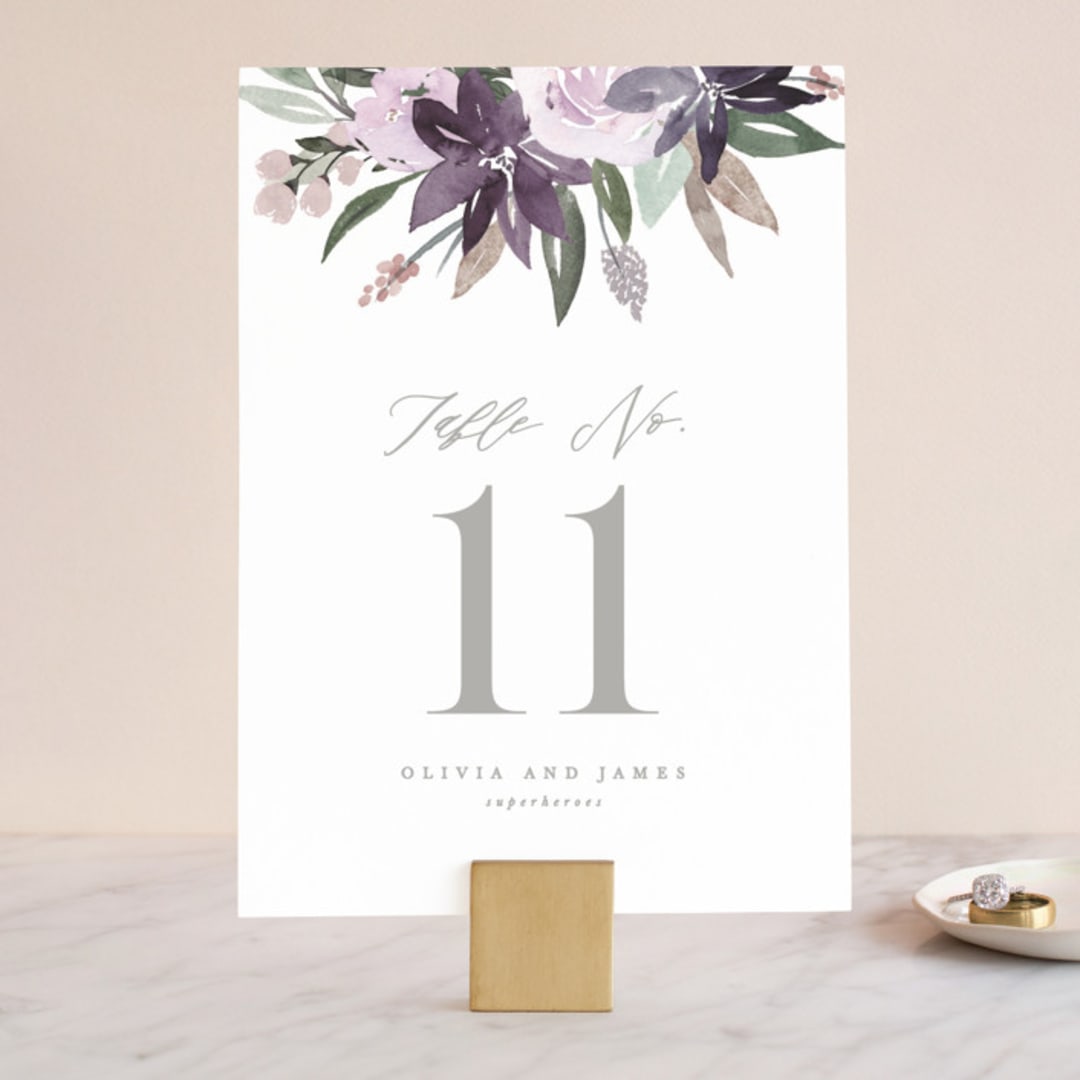 "Garden Stroll" - Table Numbers in Lilac by Creo Study - Front