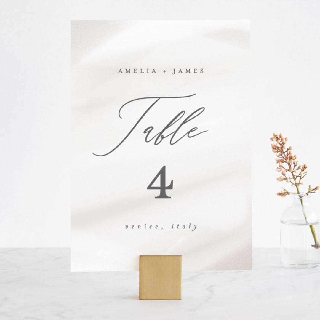 "Overjoyed" - Table Numbers in Taupe by Ana Sharpe - Front