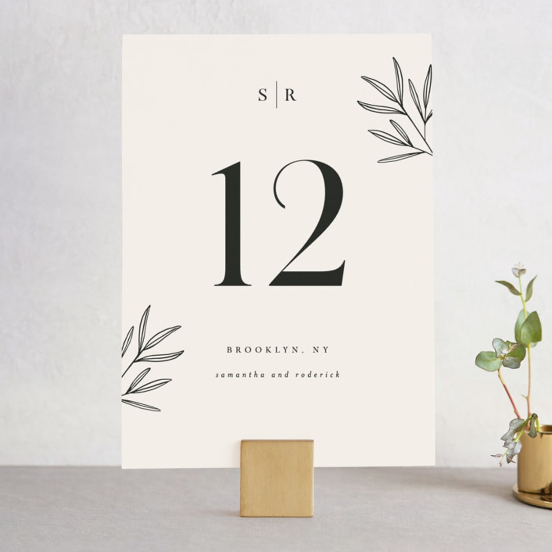"Italia" - Table Numbers in Taupe by Kelly Schmidt - Front