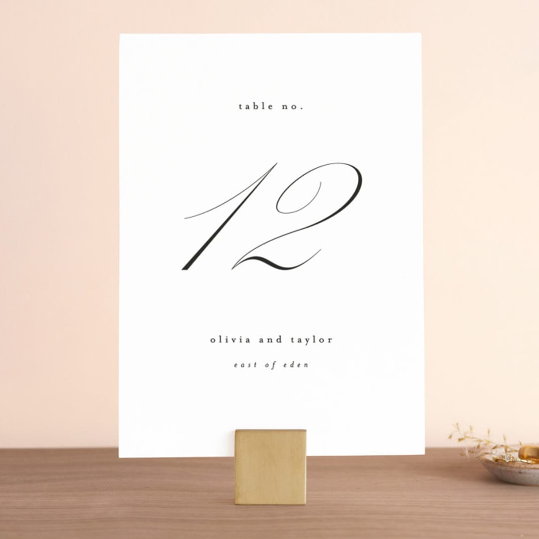 "Scripted Union" - Table Numbers in Pearl by Kelly Schmidt - Front