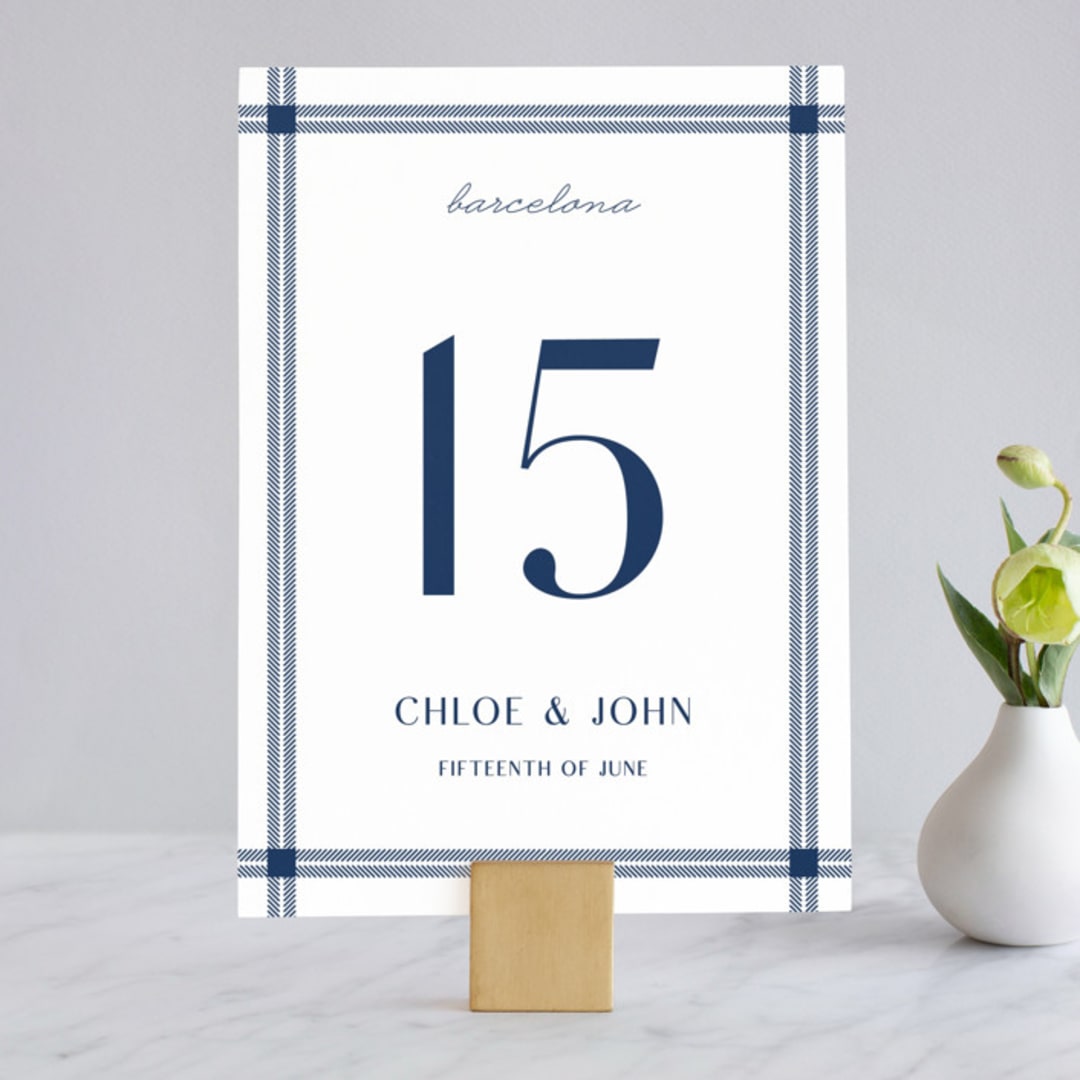 "window pane check" - Table Numbers in Navy by Kerry Doyle - Front