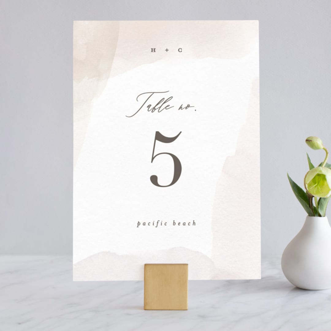 "Sloped" - Table Numbers in Ecru by Everett Paper Goods - Front