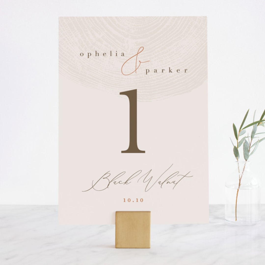 "a hundred years" - Table Numbers in Burnt Umber by Robin Ott - Front