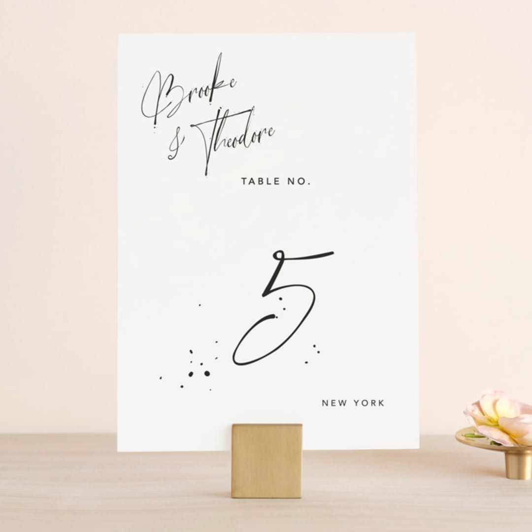 "Signature Style" - Table Numbers in Ink by Design Lotus - Front