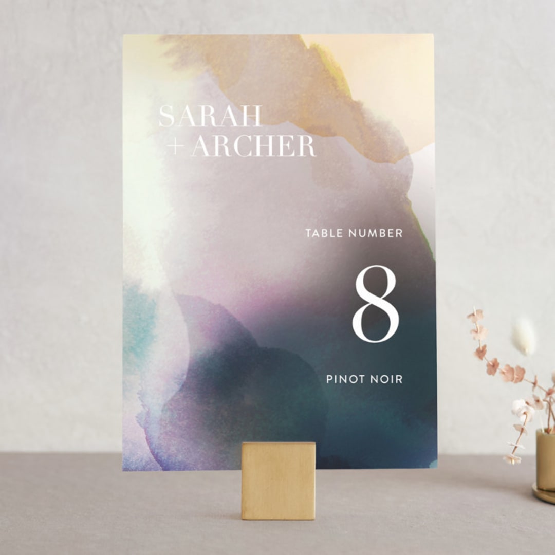 "Raptured" - Table Numbers in Amethyst by Design Lotus - Front