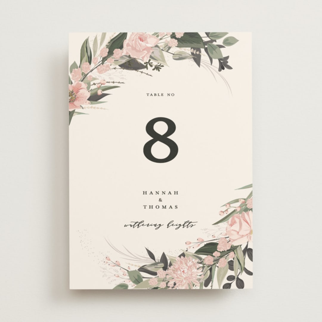 "Ivory Ring" - Table Numbers in Blush by Susan Moyal - Front