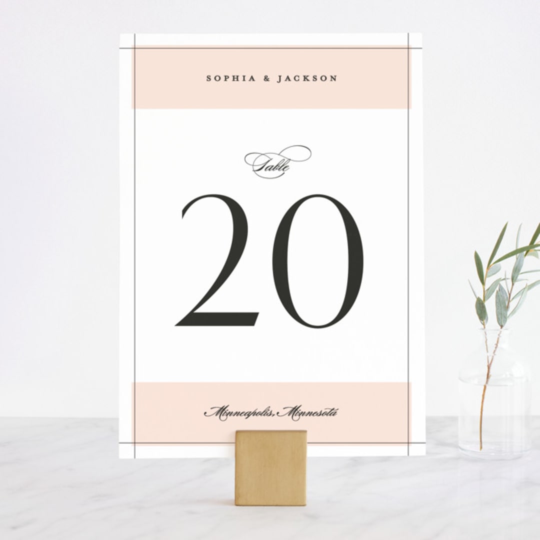 "Classical" - Table Numbers in Blush by Michelle Taylor - Front