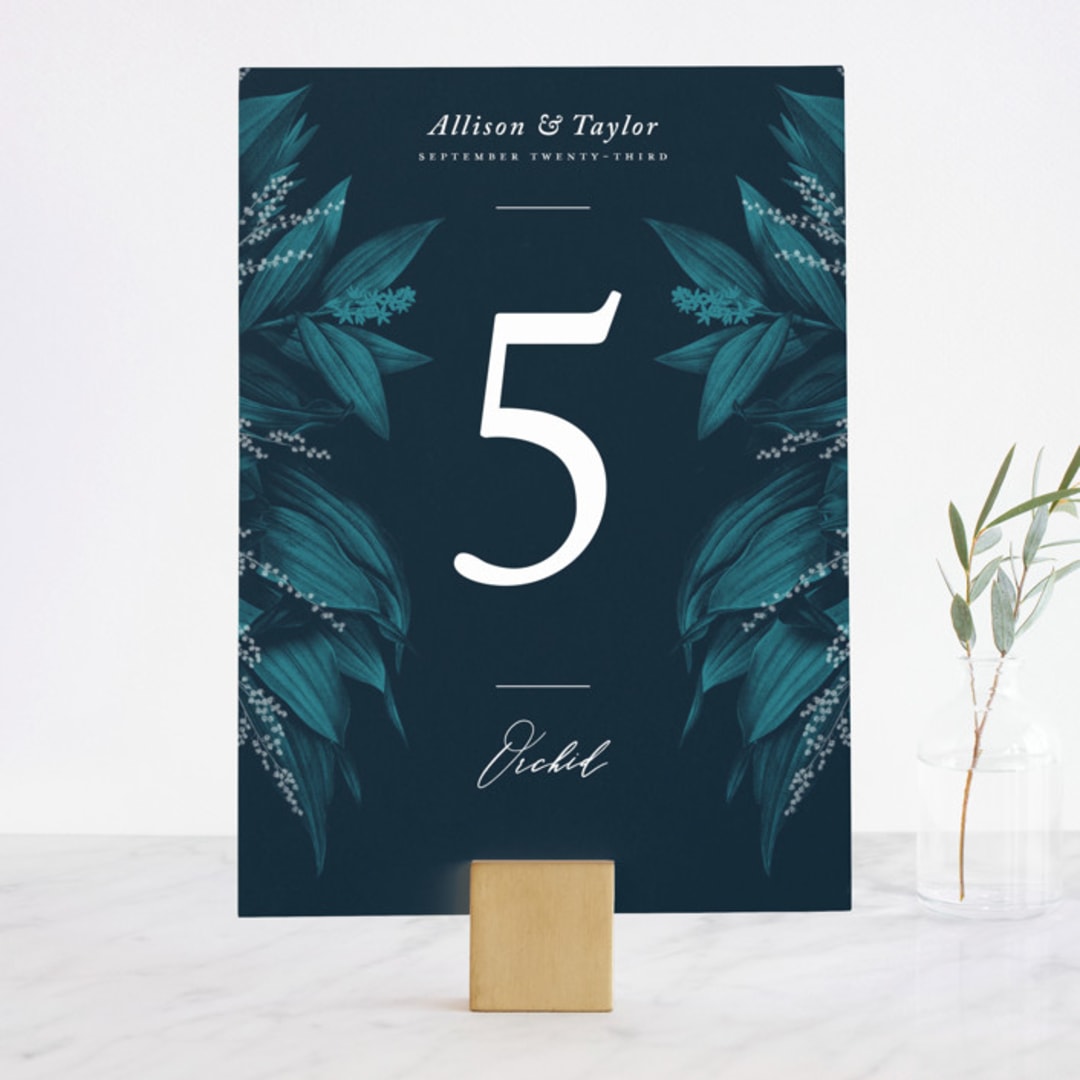 "Moonlit Garden" - Table Numbers in Twilight by GeekInk Design - Front