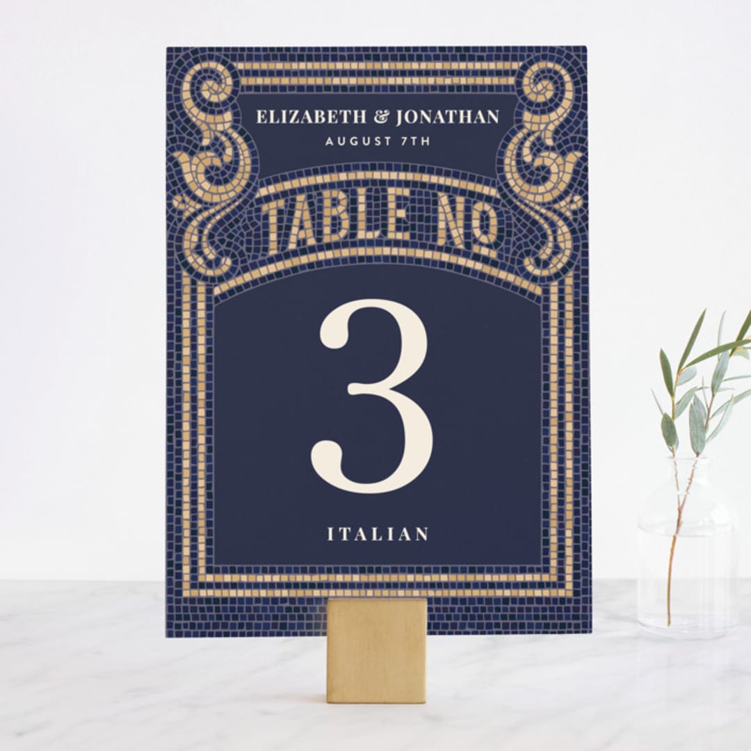 "Mosaic" - Table Numbers in Navy by GeekInk Design - Front