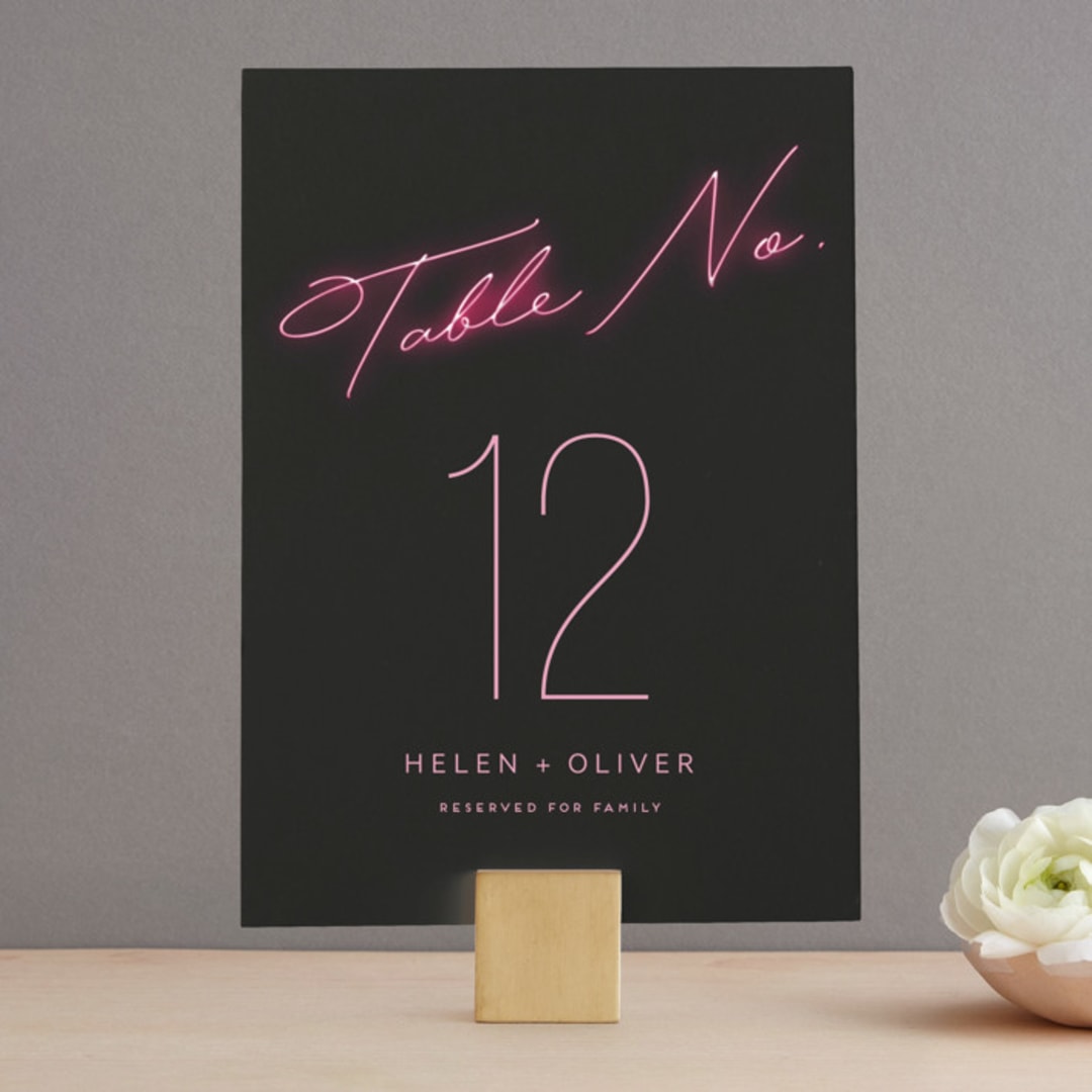 "Crazy in Love" - Table Numbers in Hot Pink by Design Lotus - Front