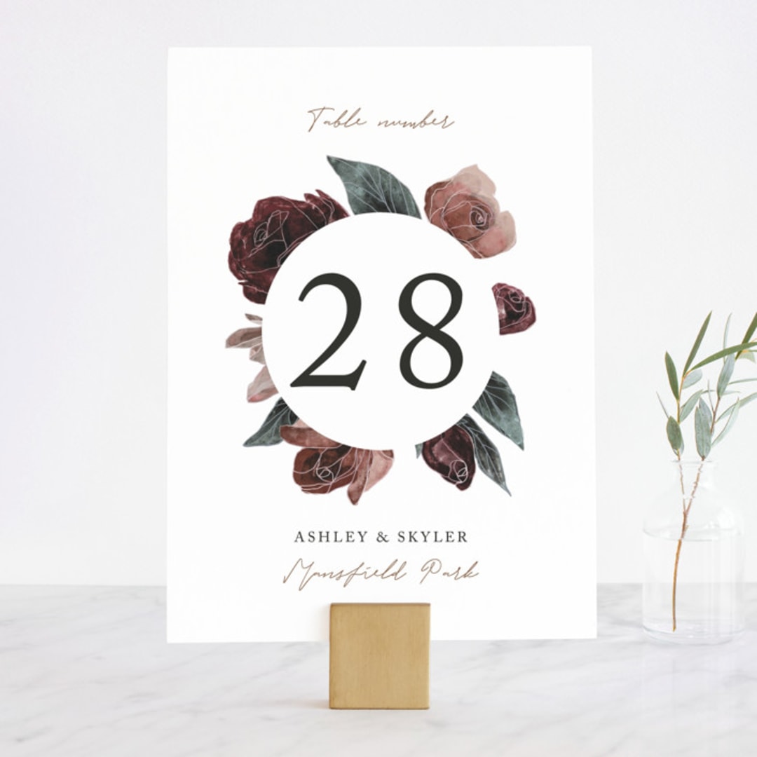 "floral corner" - Table Numbers in Marsala by Cass Loh - Front