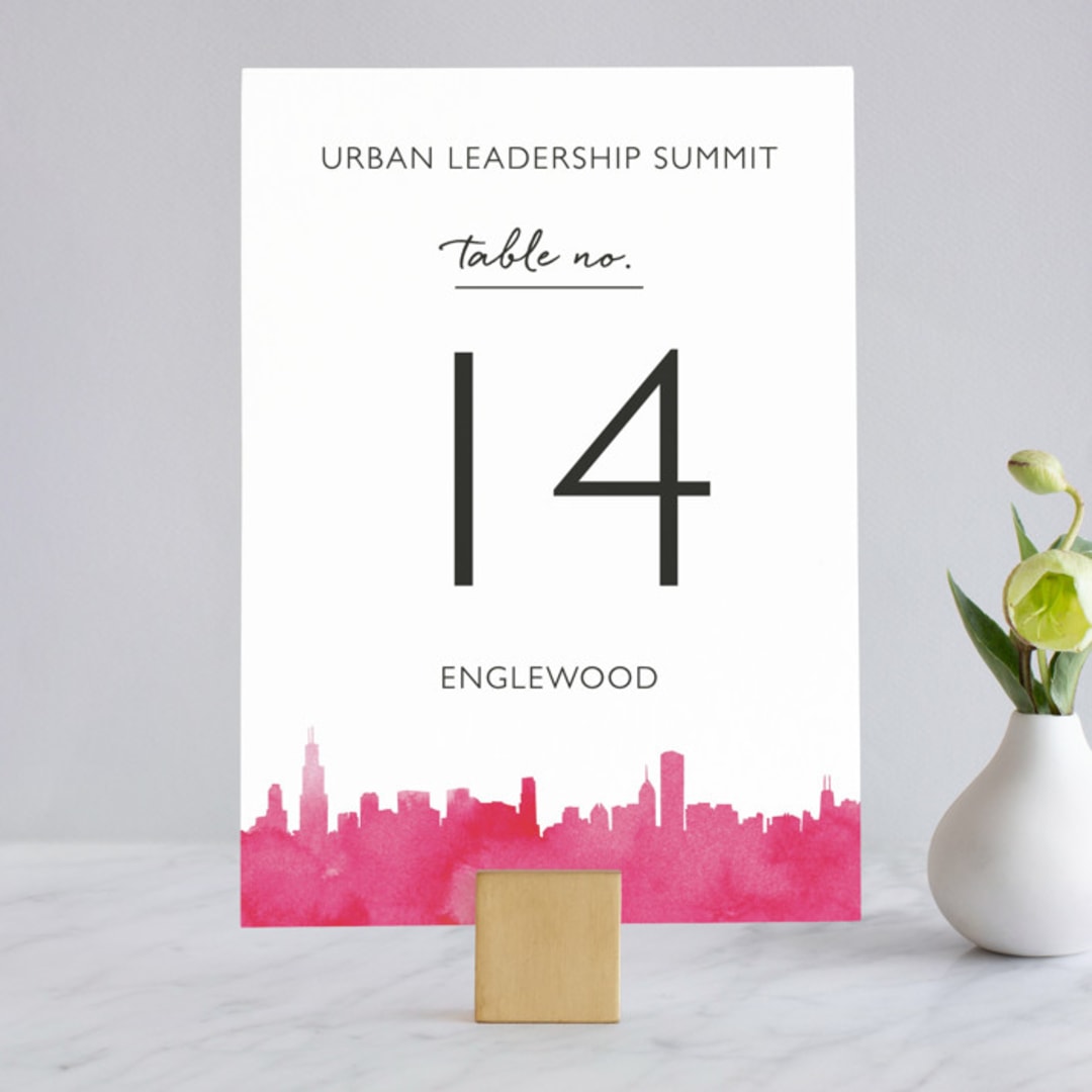 "Skyline Chicago" - Table Numbers in Magenta by Laura Condouris - Front